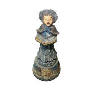Musical Woman Caroler Collectible Windsor Music Box 9” Silent Night